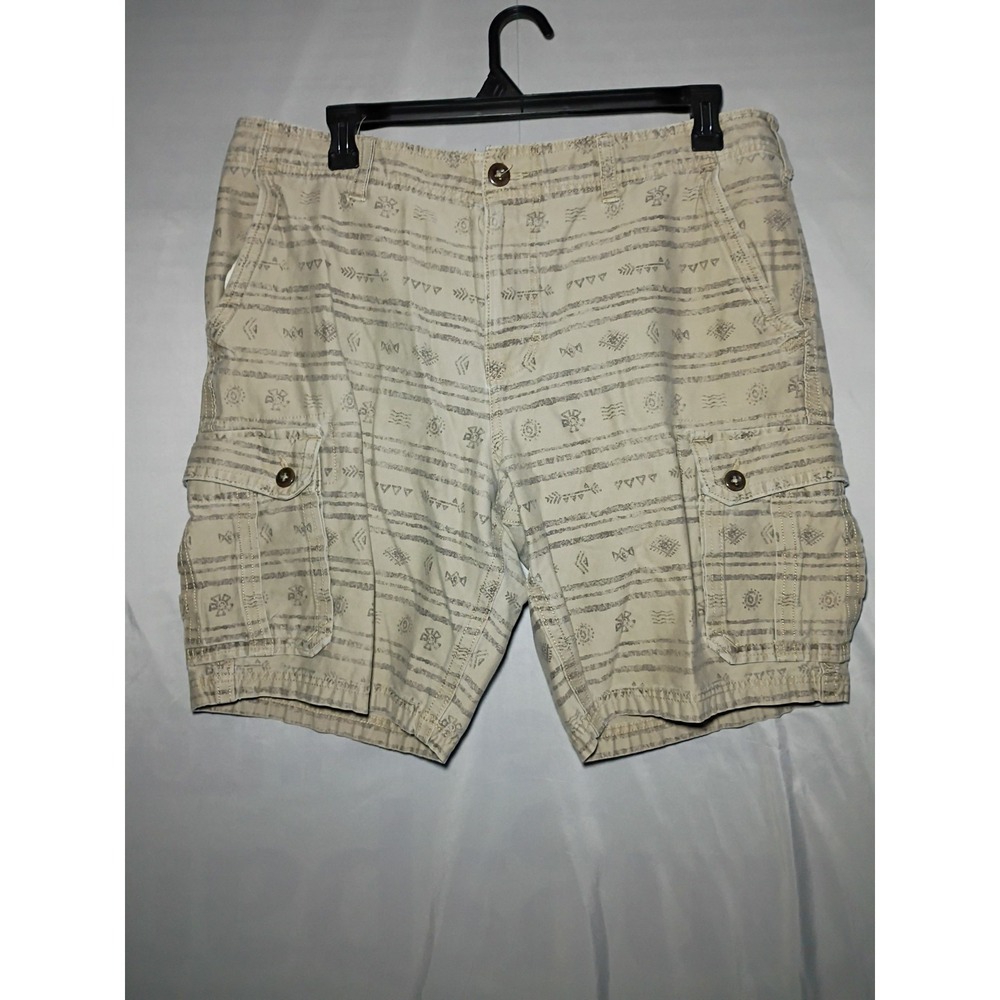 American Eagle Cargo Shorts Men 40 Tan Aztec Southwestern All Over Print Utility